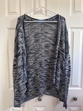 Simply Vera Vera Wang Black and Gray Marled Open-Front Cardigan